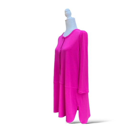 Lauren Ralph Lauren Top Fuschia Pink 3/4
Sleeve Button Tunic Blouse - Picture 3 of 9